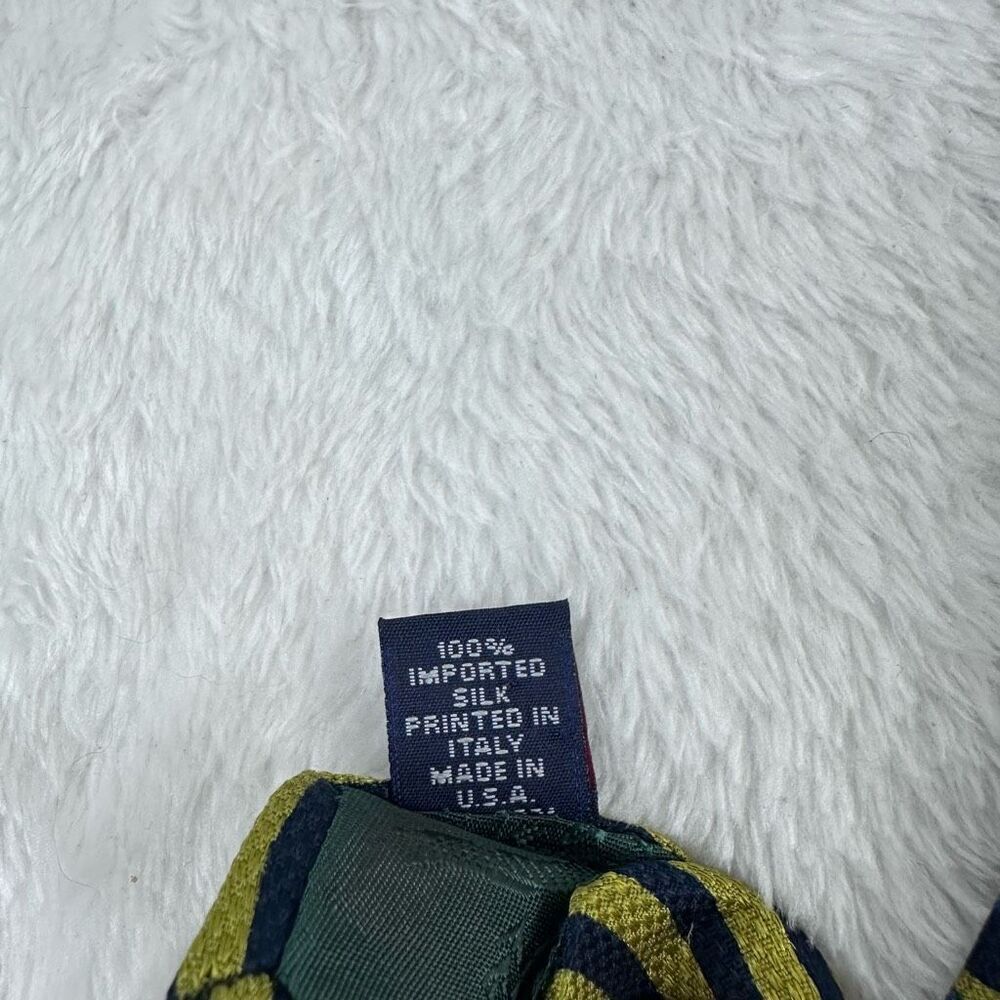 Tommy Hilfiger Men's Italian Silk Necktie Blue And Yellow Eclectic Stripe Floral - Picture 5 of 6